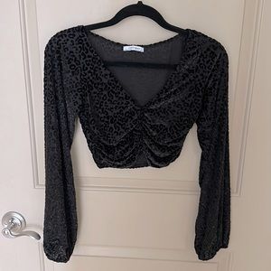 Zara ANIMAL PRINT MESH CROP TOP